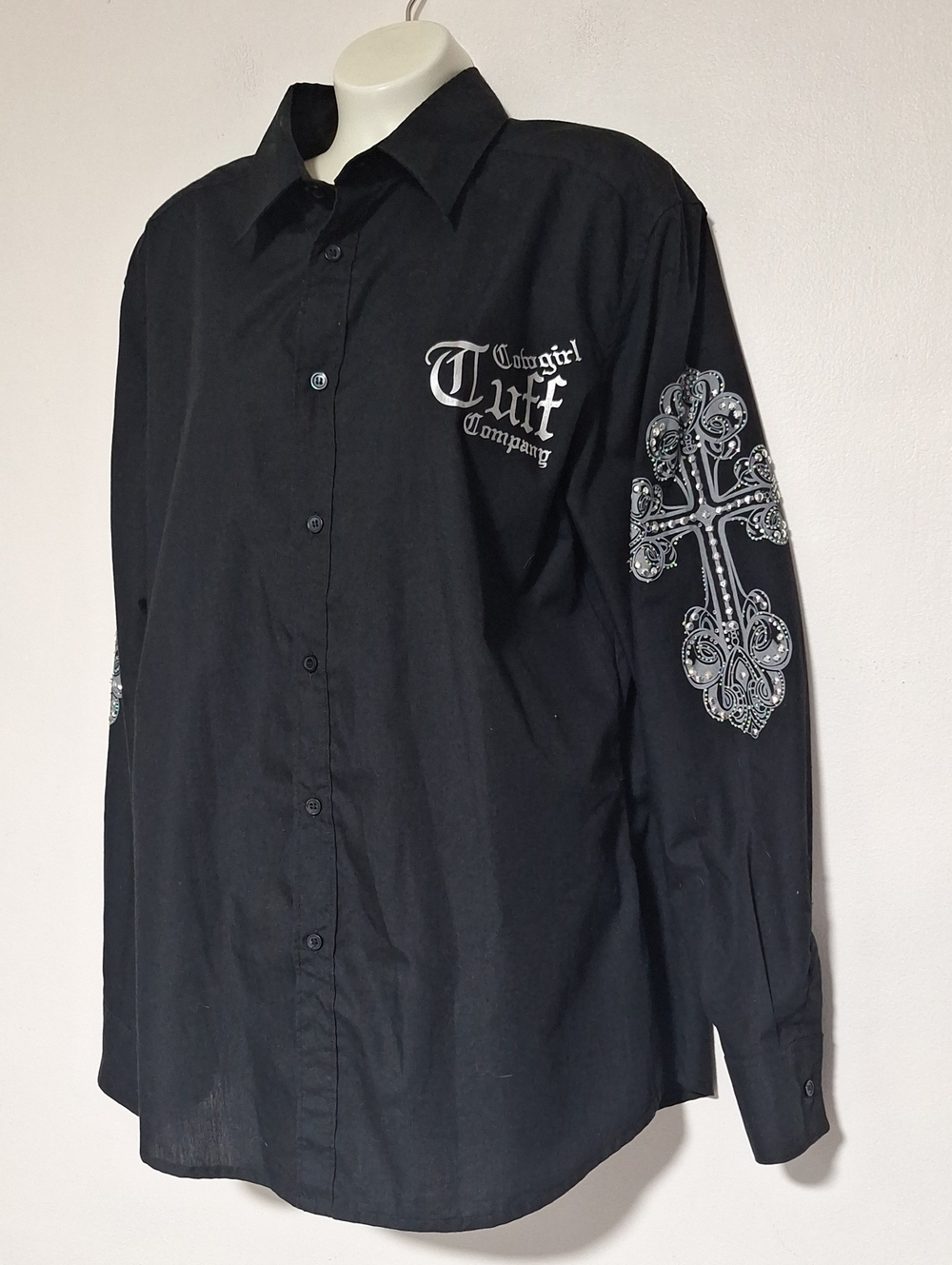 Cowgirl Tuff Company Black Button-Down Studded Shirt Western Wear